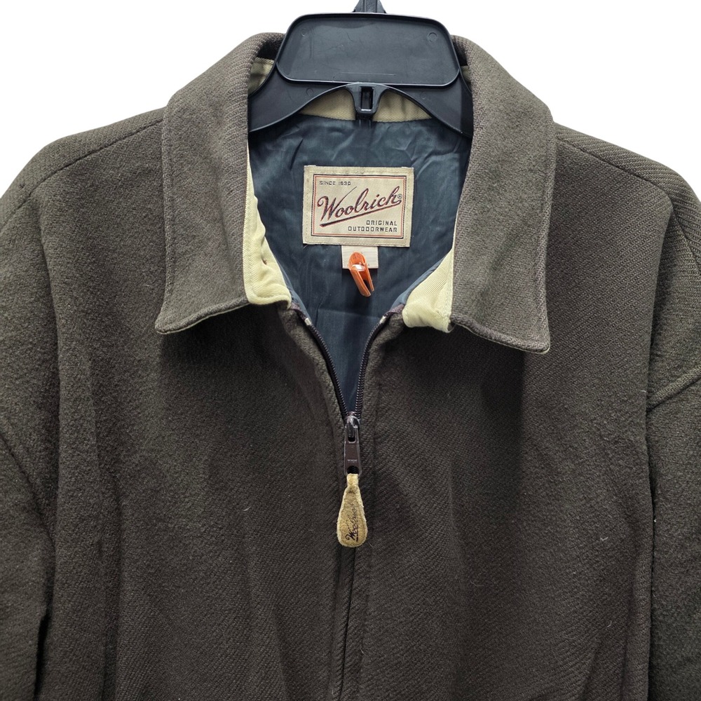 Woolrich Mens XL Brown Wool Full Zip Bomber Jacket Made in USA 16203